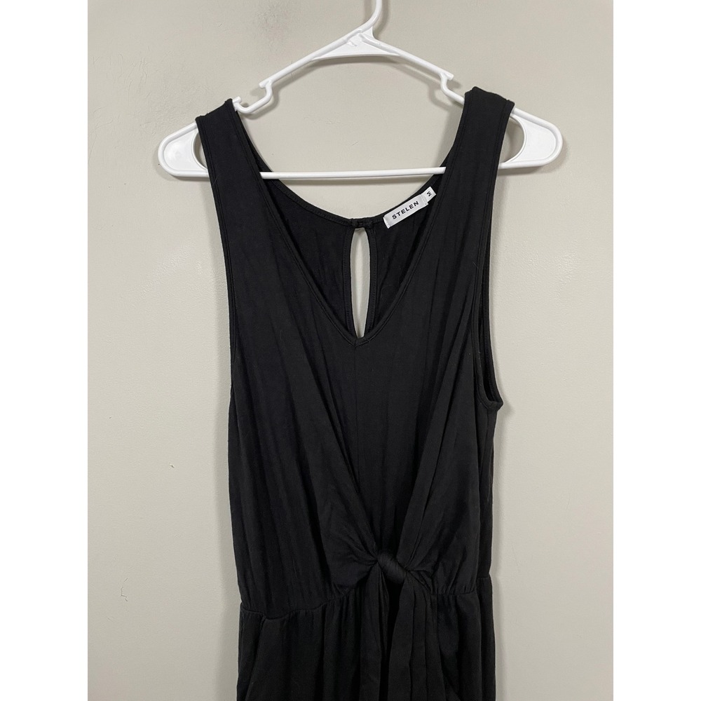 Stelen Black Tie Waist Sleeveless Jumpsuit Size Medium Minimalist Casual Comfort - Picture 2 of 9